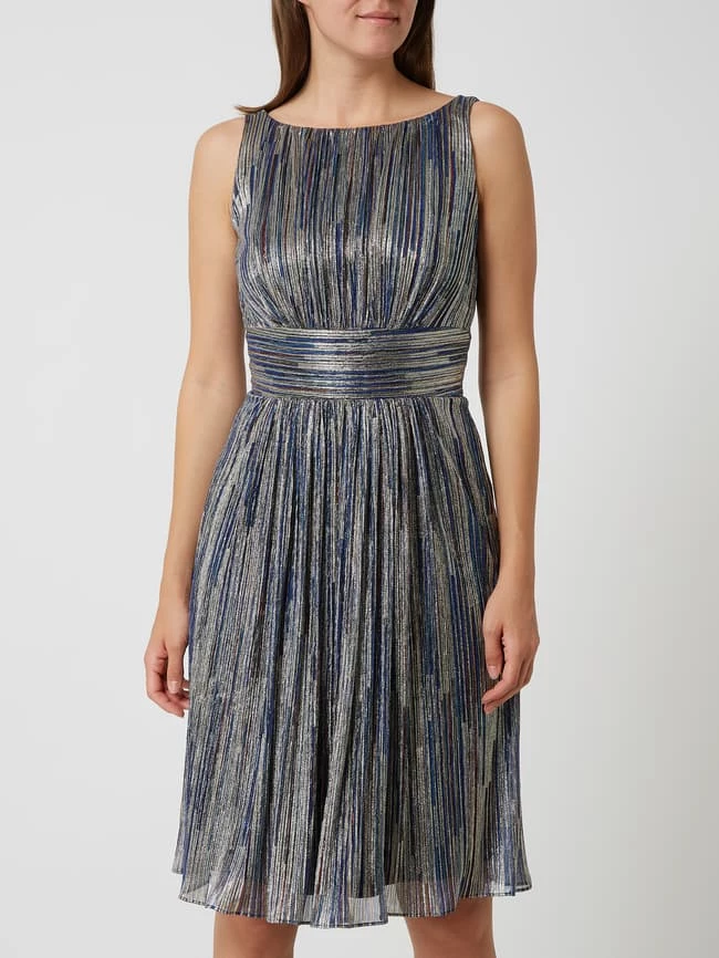 Swing Cocktailkleid Mit Effektgarn - Metallic Blau 6 Swing Cocktailkleid Mit Effektgarn - Metallic Blau – Bild 4