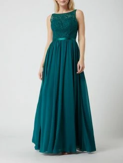 Luxuar Abendkleid Mit Floralen Stickereien - Dunkelgrün