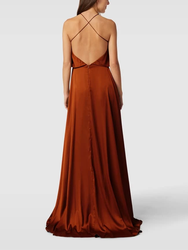 Unique Abendkleid Mit Gehschlitz - Cognac 7 Unique Abendkleid Mit Gehschlitz - Cognac – Bild 5