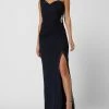 Christian Berg Cocktail One-Shoulder-Abendkleid Aus Mesh Mit Schmuckdetail - Marineblau Meliert