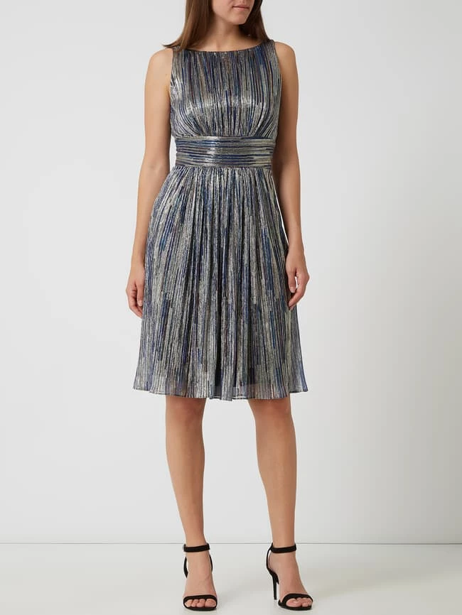 Swing Cocktailkleid Mit Effektgarn - Metallic Blau 3 Swing Cocktailkleid Mit Effektgarn - Metallic Blau