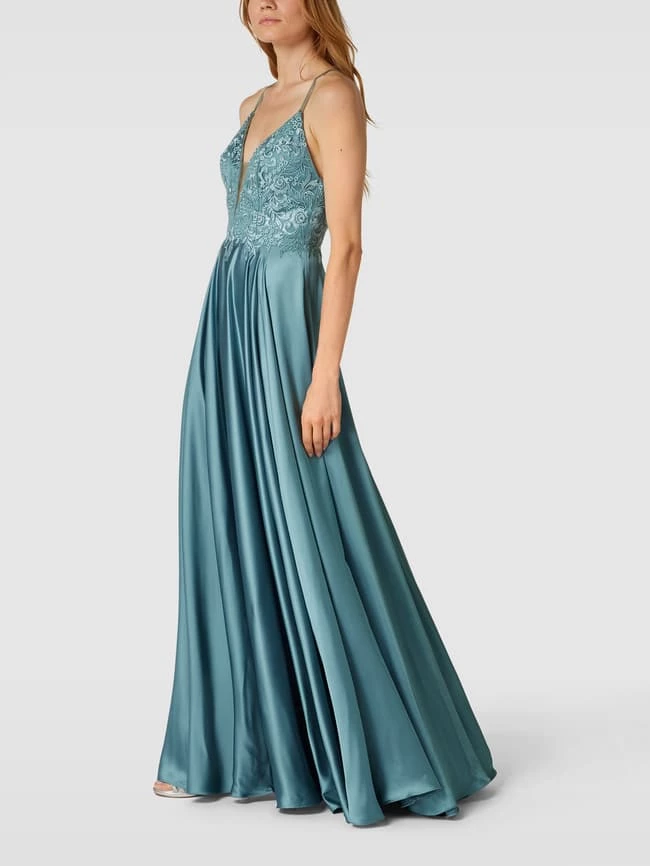 Luxuar Abendkleid Mit Zierbesatz - Aqua Blau 6 Luxuar Abendkleid Mit Zierbesatz - Aqua Blau – Bild 4