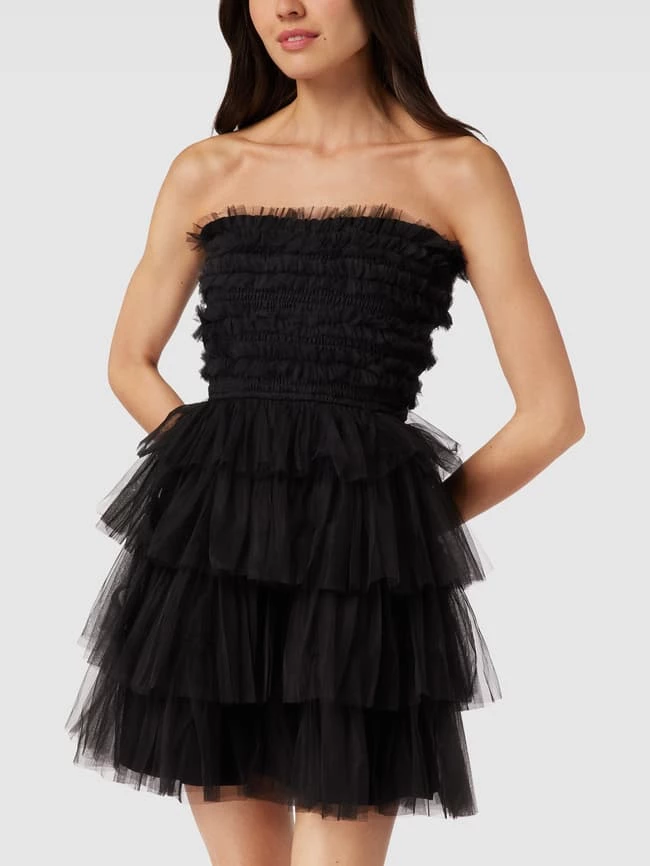 LACE & BEADS Cocktailkleid Mit Smok-Details - Schwarz 6 LACE & BEADS Cocktailkleid Mit Smok-Details - Schwarz – Bild 4