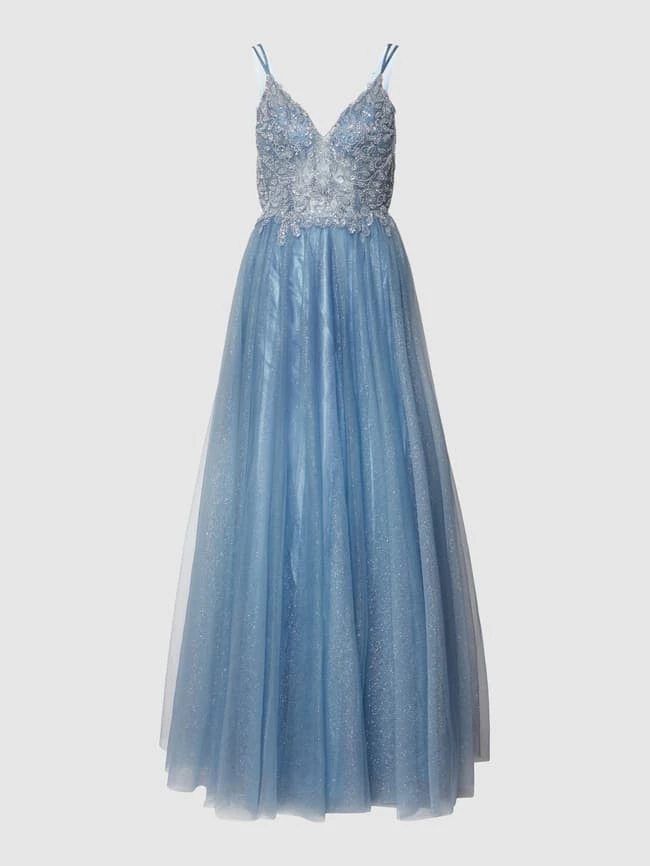 Luxuar Abendkleid Mit Zierbesatz - Rauchblau 4 Luxuar Abendkleid Mit Zierbesatz - Rauchblau – Bild 2