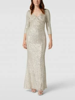 Christian Berg Cocktail Abendkleid Mit Paillettenbesatz - Sand