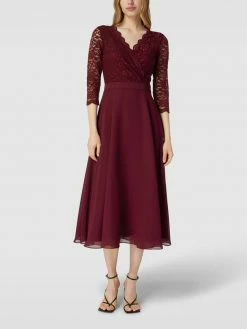 Swing Cocktailkleid Mit Spitzenbesatz - Bordeaux Rot